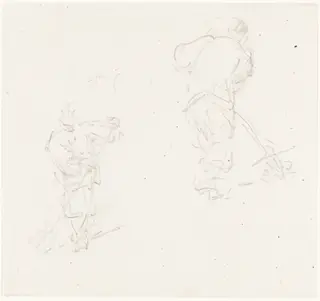 Two Chinese Laborers, by George Chinnery, graphite, 1838
