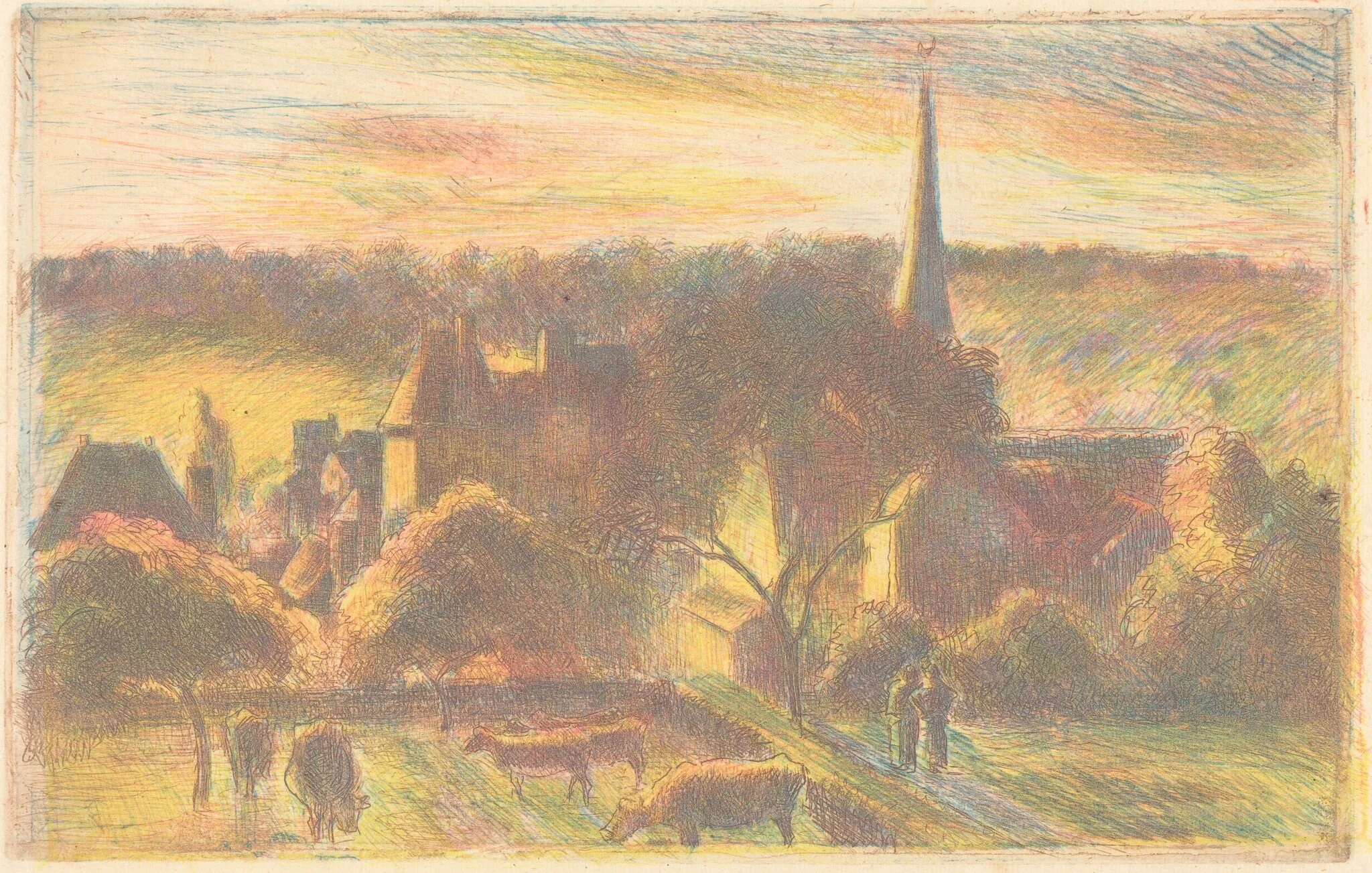 Eglise et ferme d'Éragny (A Church and Farm at Éragny), detail