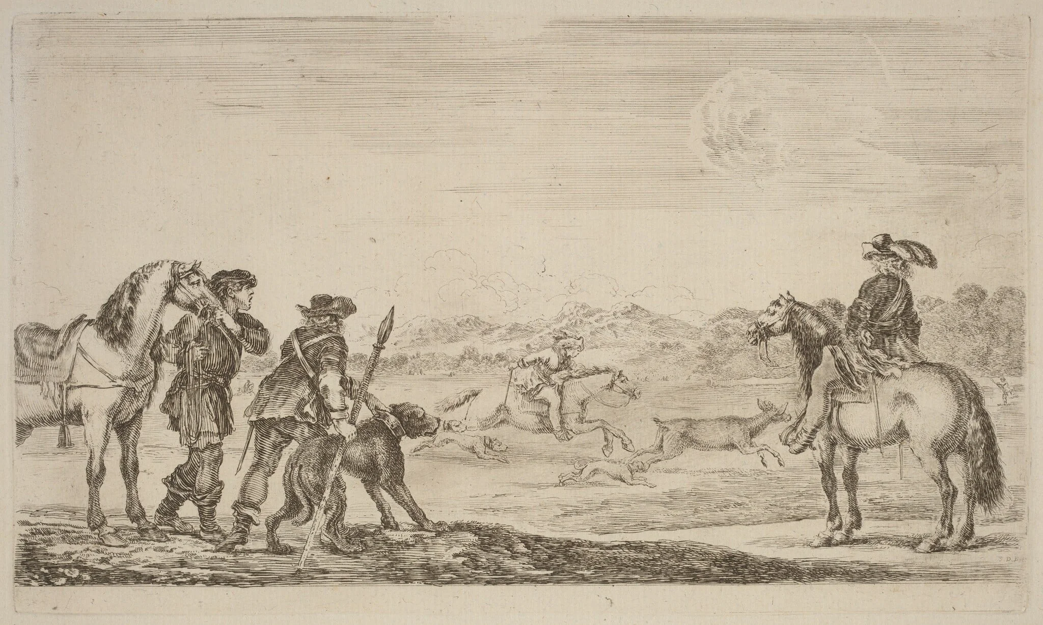 Small Deer Chased by a Cavalier, detail