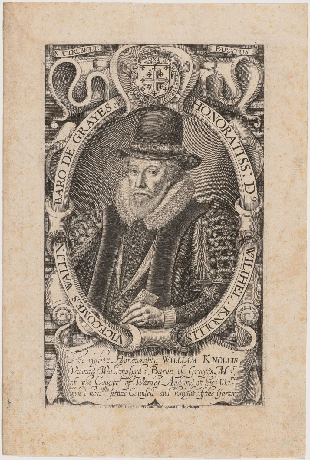 William Knollys, Earl of Banbury, When Viscount Wallingford, by Simon van de Passe, ink, 1621