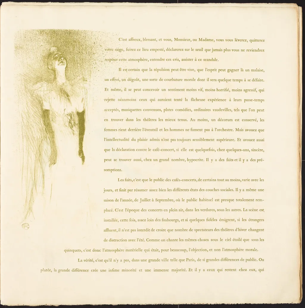 Yvette Guilbert, by Henri de Toulouse-Lautrec, ink, 1894