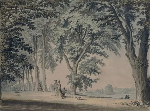 Trees by the Thames, opposite Hammersmith, by Grimm, watercolor, 1774