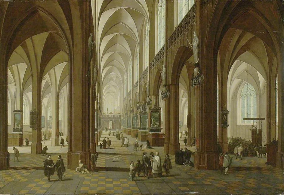 Interior of Antwerp Cathedral, detail