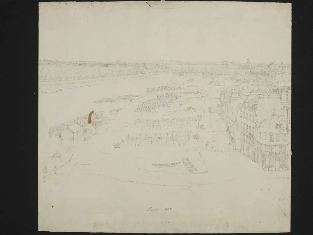Preparatory drawing for a Panorama of Paris from the Seine, by Henry Aston Barker, 1802