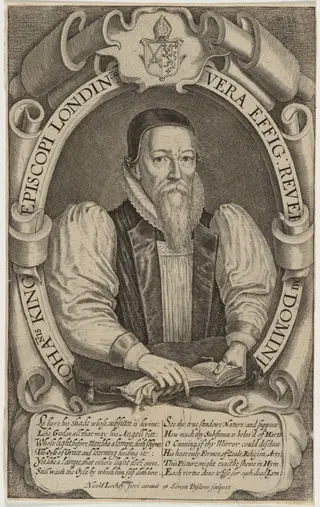 John King, Bishop of London, by Simon van de Passe, ink, 1621