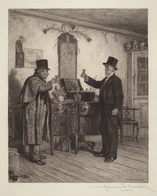 A Glass with the Squire, by James David Smillie, ink, 1886