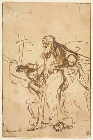 God the Father Supported by Angels, by Rembrandt van Rijn, ink, 1658