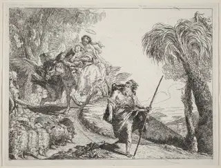 The Flight with Joseph in the Foreground, by Giovanni Domenico Tiepolo, ink, 1753