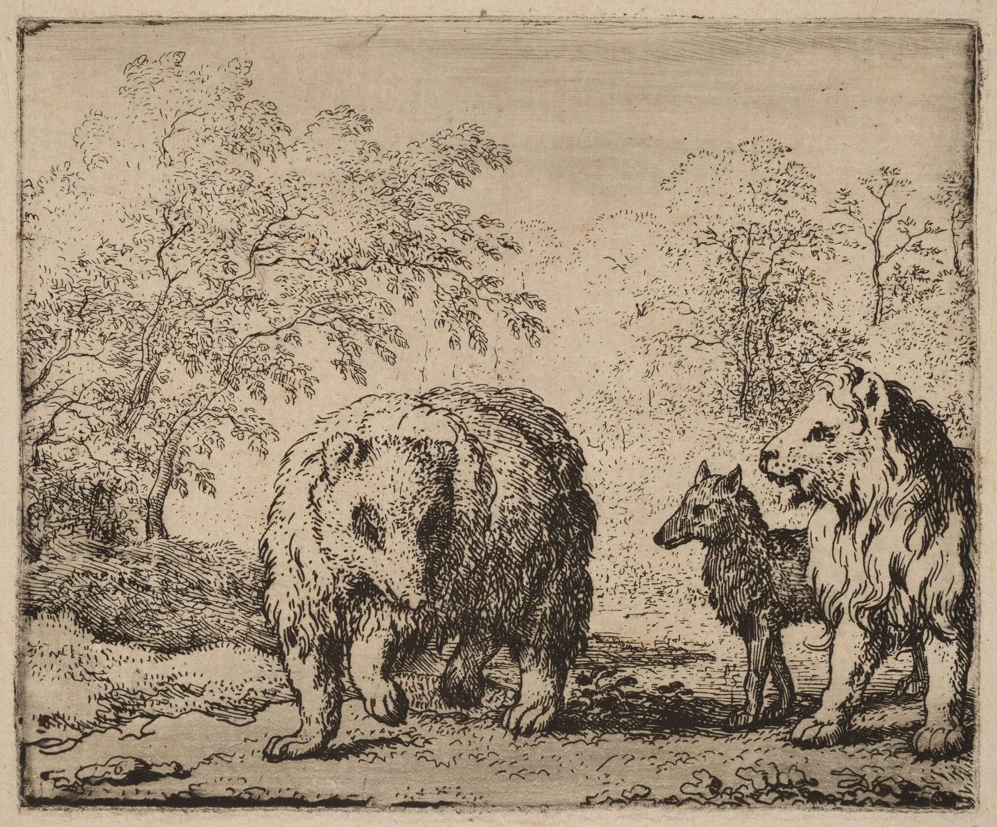 The Lion Frees the Bear and the Wolf, detail