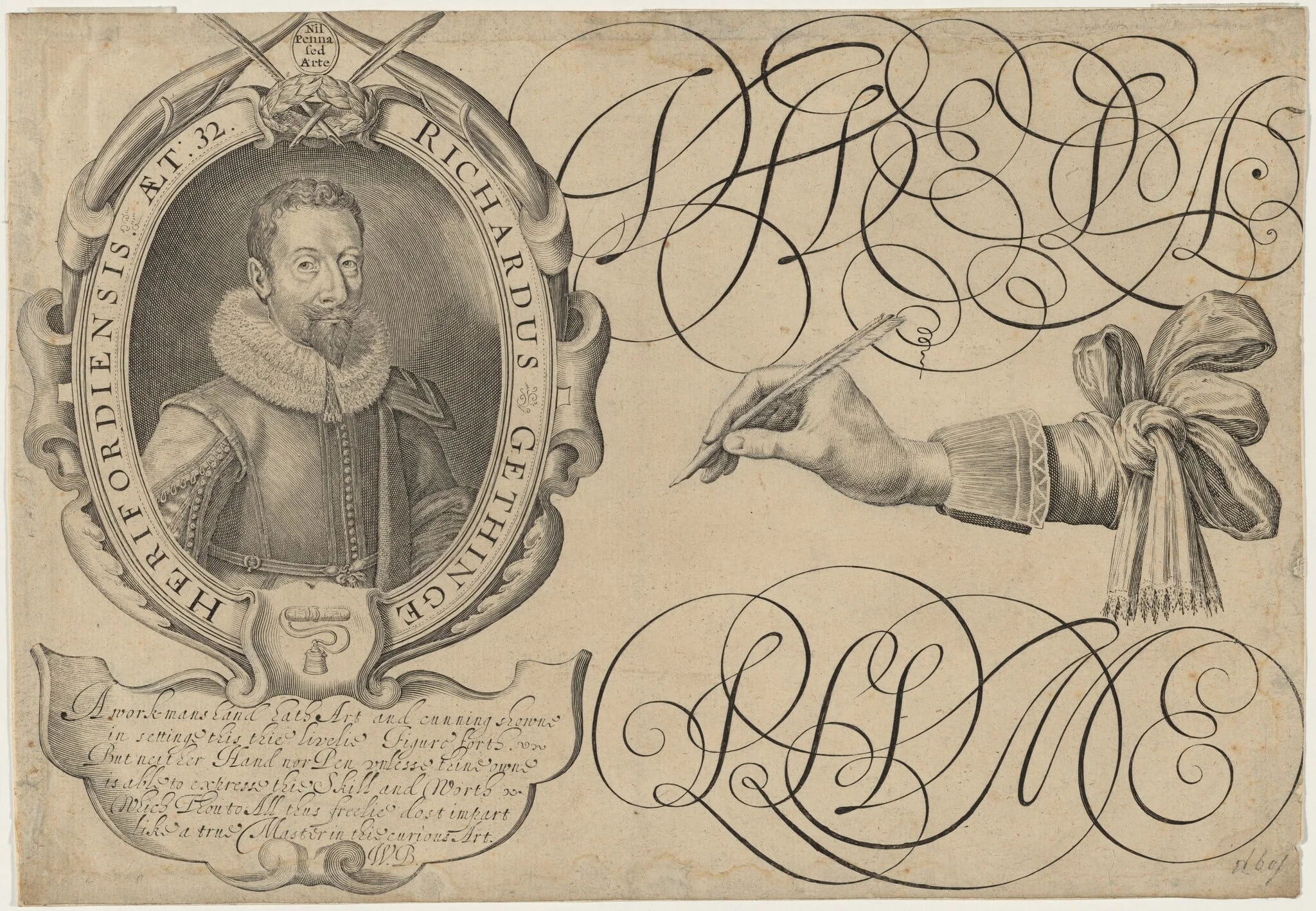 Richard Gethinge, Writing Master, detail