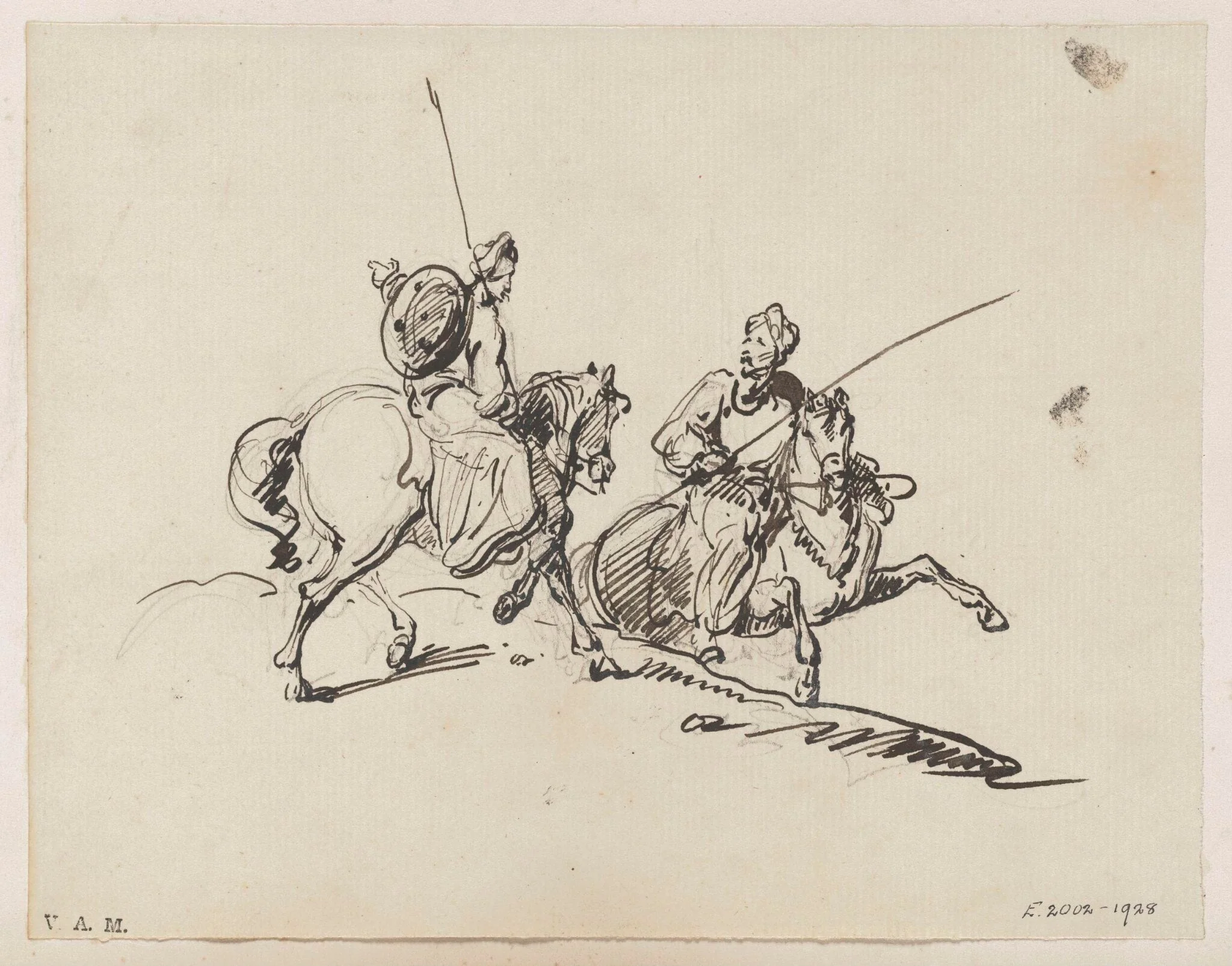 Two turbaned horsemen, detail