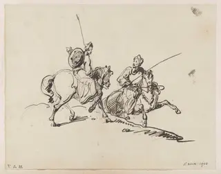 Two turbaned horsemen, by George Chinnery, 16