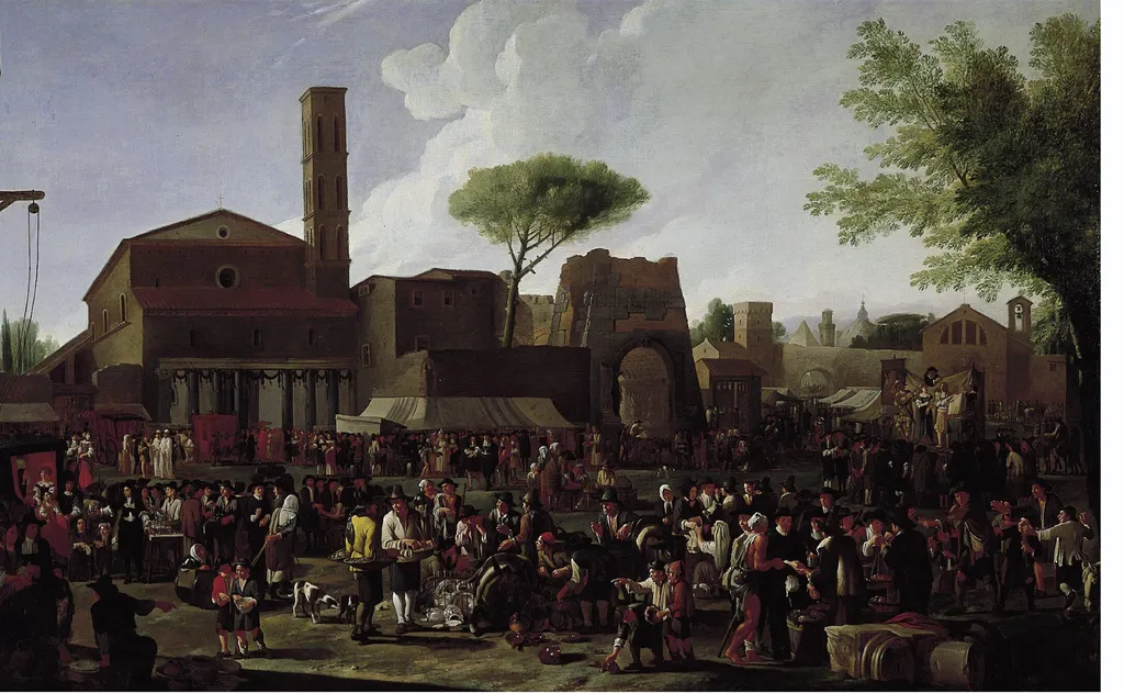 Roman Market, by Willem Reuter, oil, 1669
