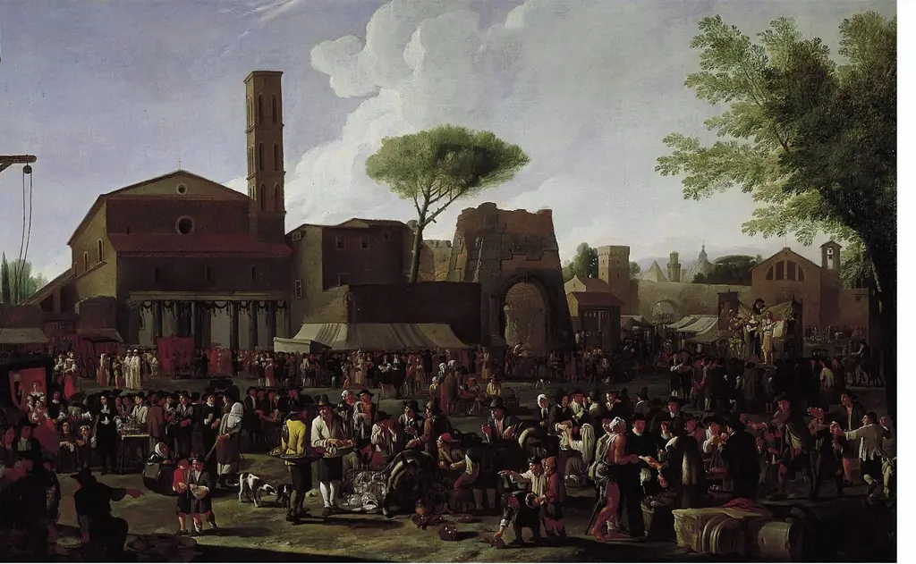 Roman Market, by Willem Reuter, oil, 1669