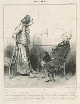 Qu'as-tu donc, Robert? ..., by Honoré Daumier, ink, 1841