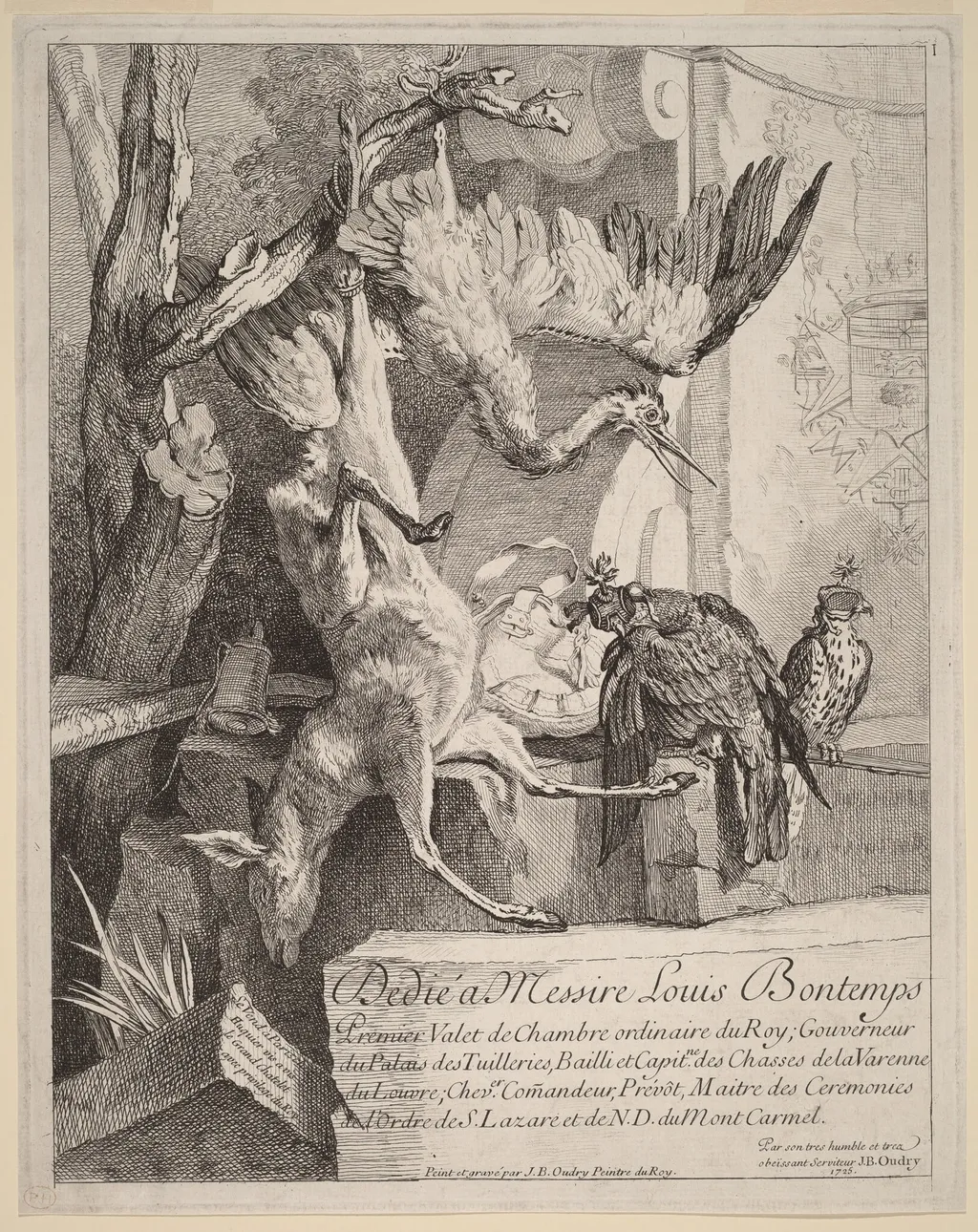 Frontispiece, by Jean-Baptiste Oudry, ink, 1725