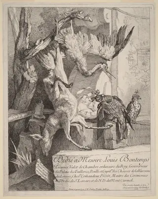 Frontispiece, by Jean-Baptiste Oudry, ink, 1725