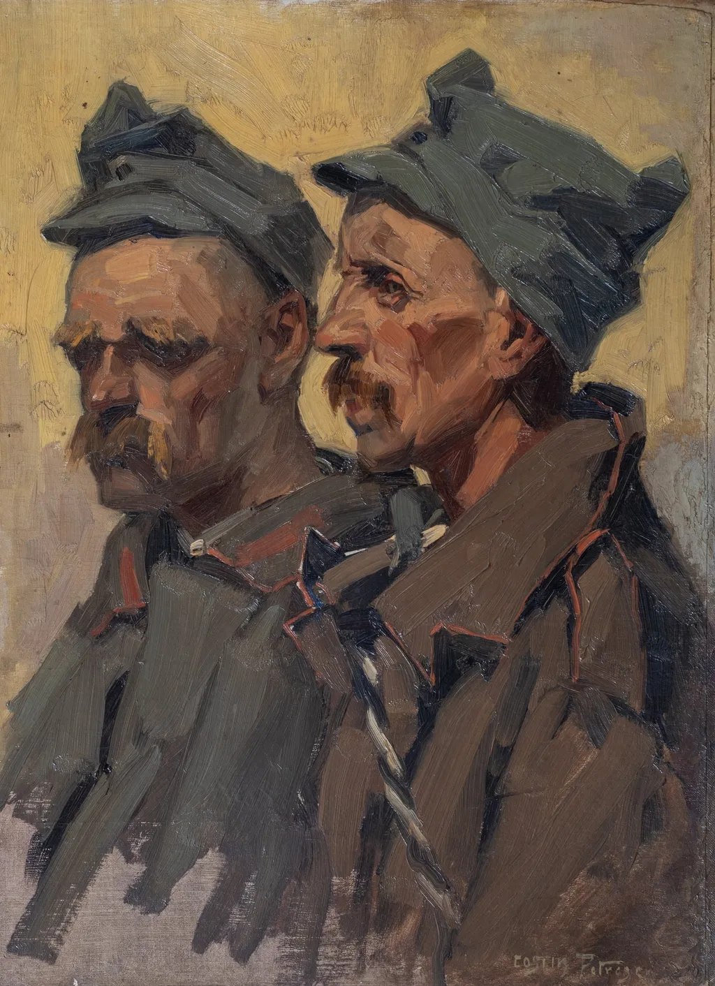 Doi milițieni, by Costin Petrescu, unspecified, 1922