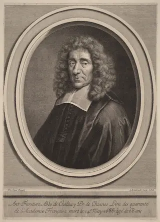 Antoine Furetiere, by Gerard Edelinck, ink, 1674