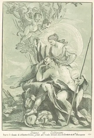 Diana and Endymion, by Nicolas Le Sueur, ink, 1736