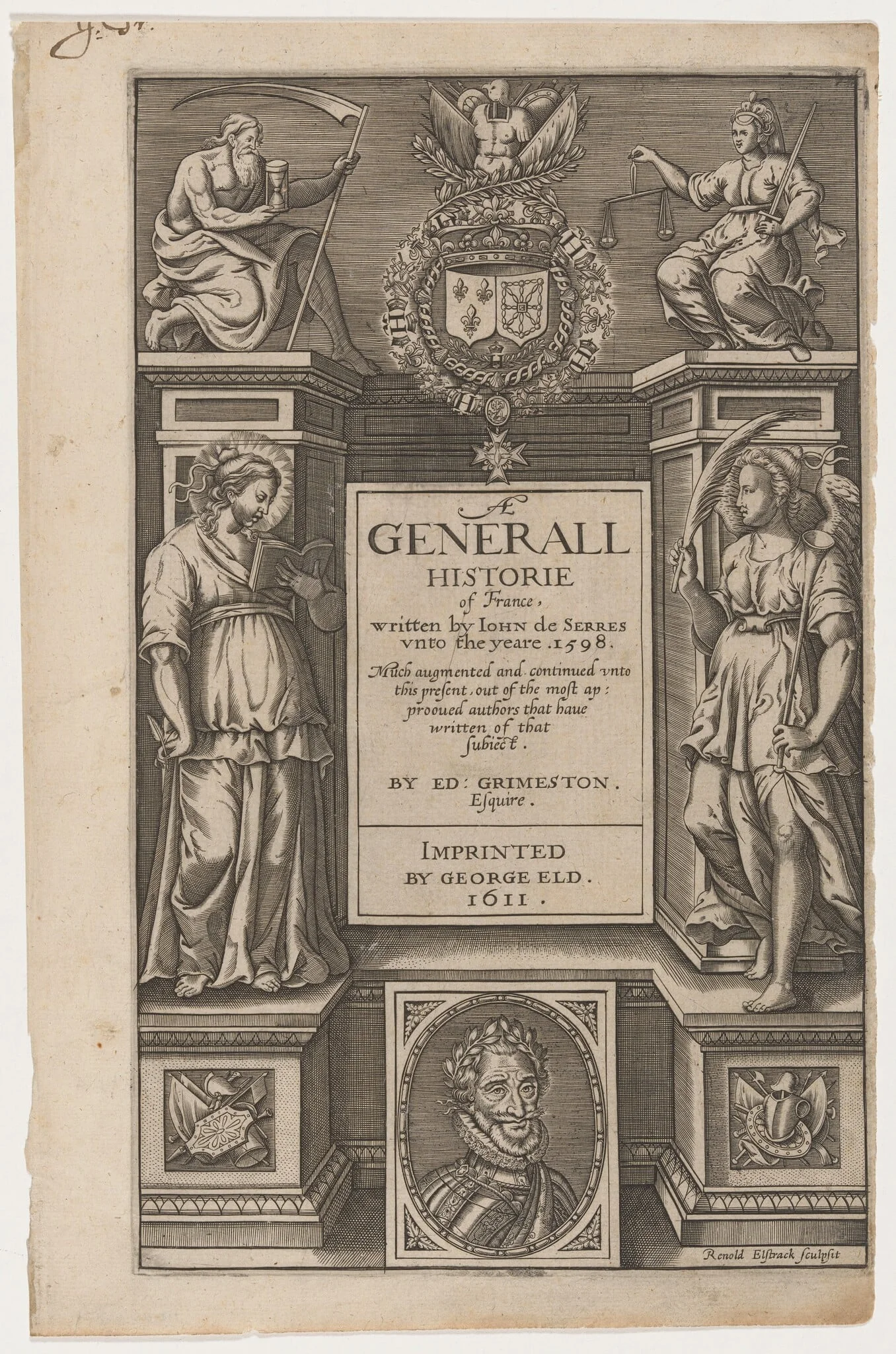 Title Page. Jean de Serres, Generall Historie of France, detail