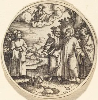Christ with Three of His Apostles, by Master IB, ink, 1516