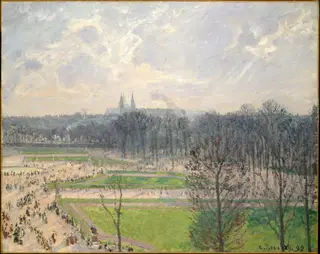 The Garden of the Tuileries on a Winter Afternoon, by Camille Pissarro, oil, 1900