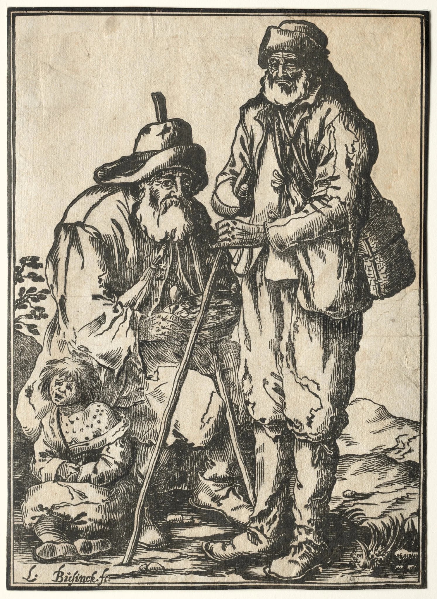 Two Beggars and Leprous Child, detail