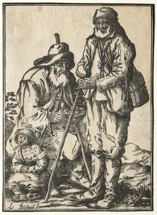 Two Beggars and Leprous Child, by Ludolph Büsinck, 1639