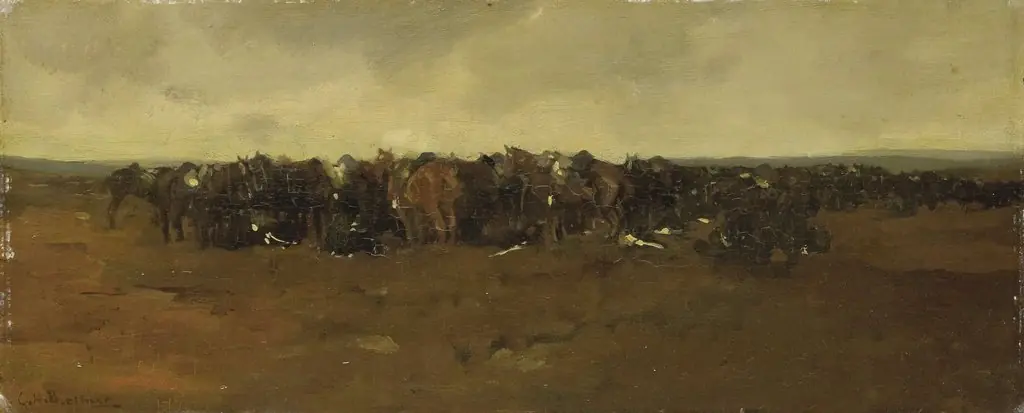 Cavalry at Repose, by George Hendrik Breitner, oil, 1893