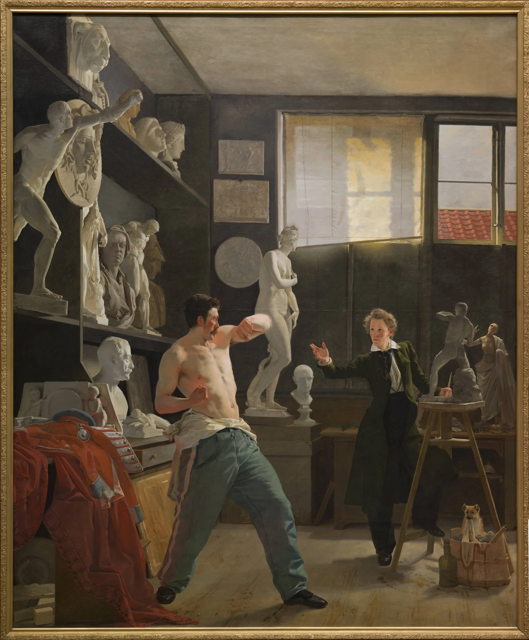 A Sculptor in his Studio Working from the Life, detail