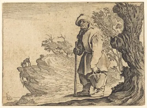 Peasant with Sack, by Jacques Callot, ink, 1622