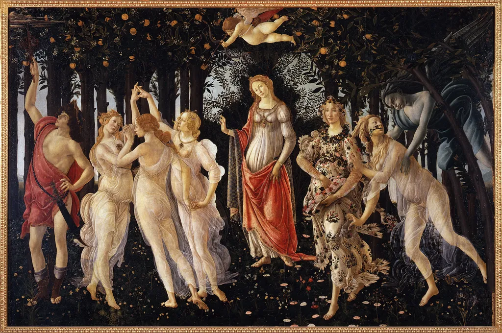 Primavera, by Sandro Botticelli, tempera, 1490