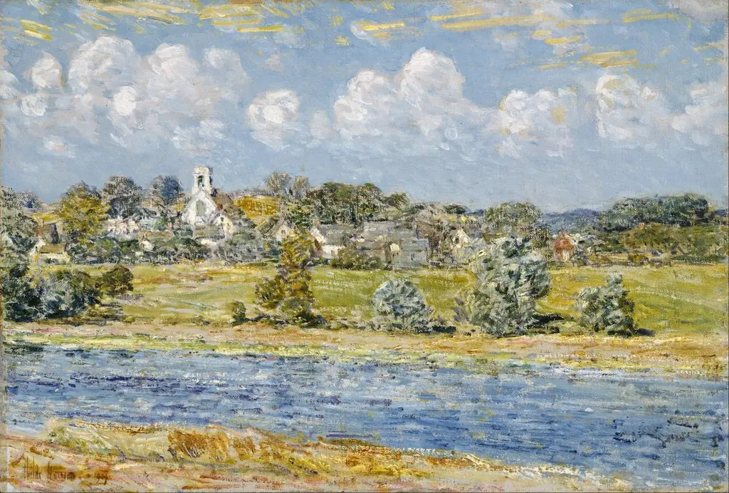 Landscape at Newfields, New Hampshire, by Childe Hassam, oil, 1909