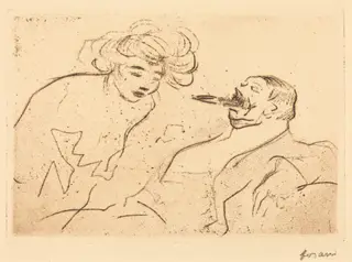 Le gros cigare (The Big Cigar), by Jean-Louis Forain, ink, 1909