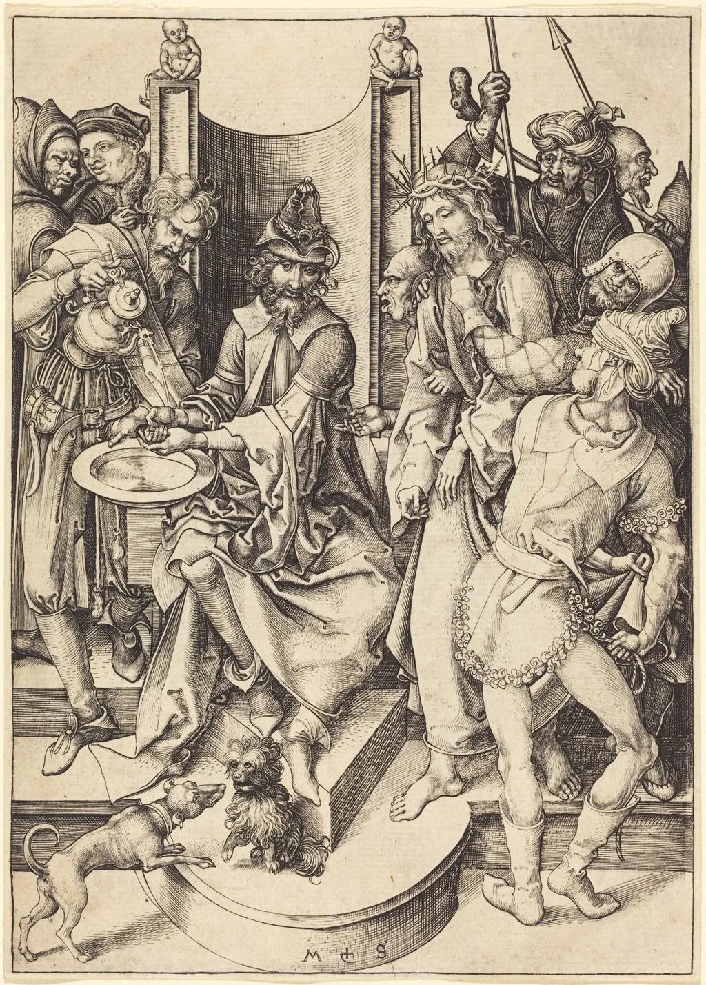 Christ before Pilate, by Martin Schongauer, ink, 1480