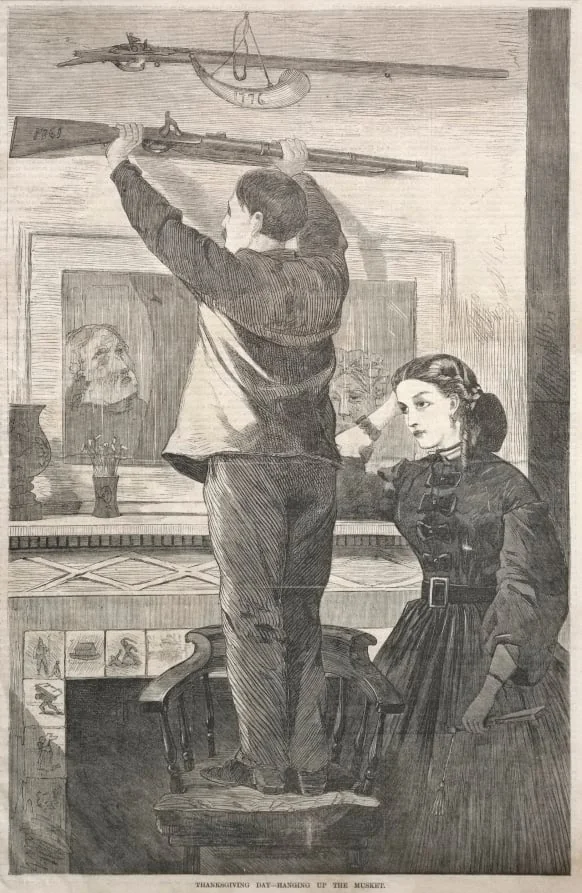 Thanksgiving Day - Hanging up the Musket, detail