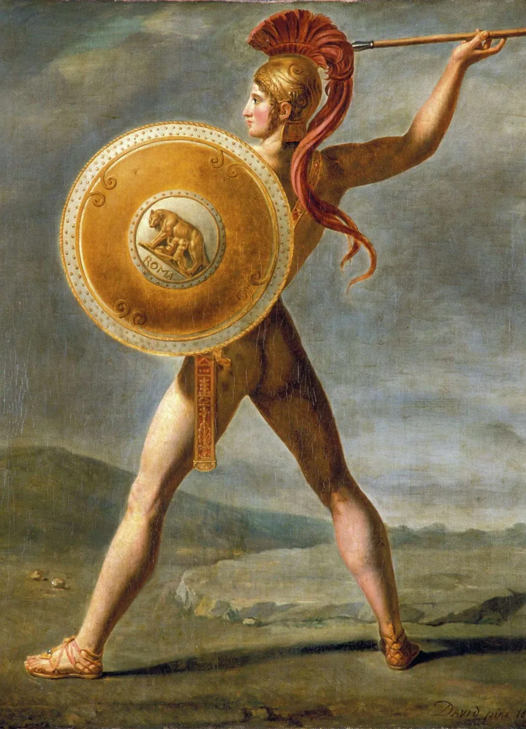 Roman Warrior, by Jacques-Louis David, oil, 1824
