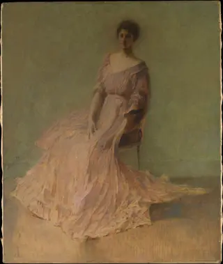 Lilac Dress, by Thomas Dewing, oil, 1919