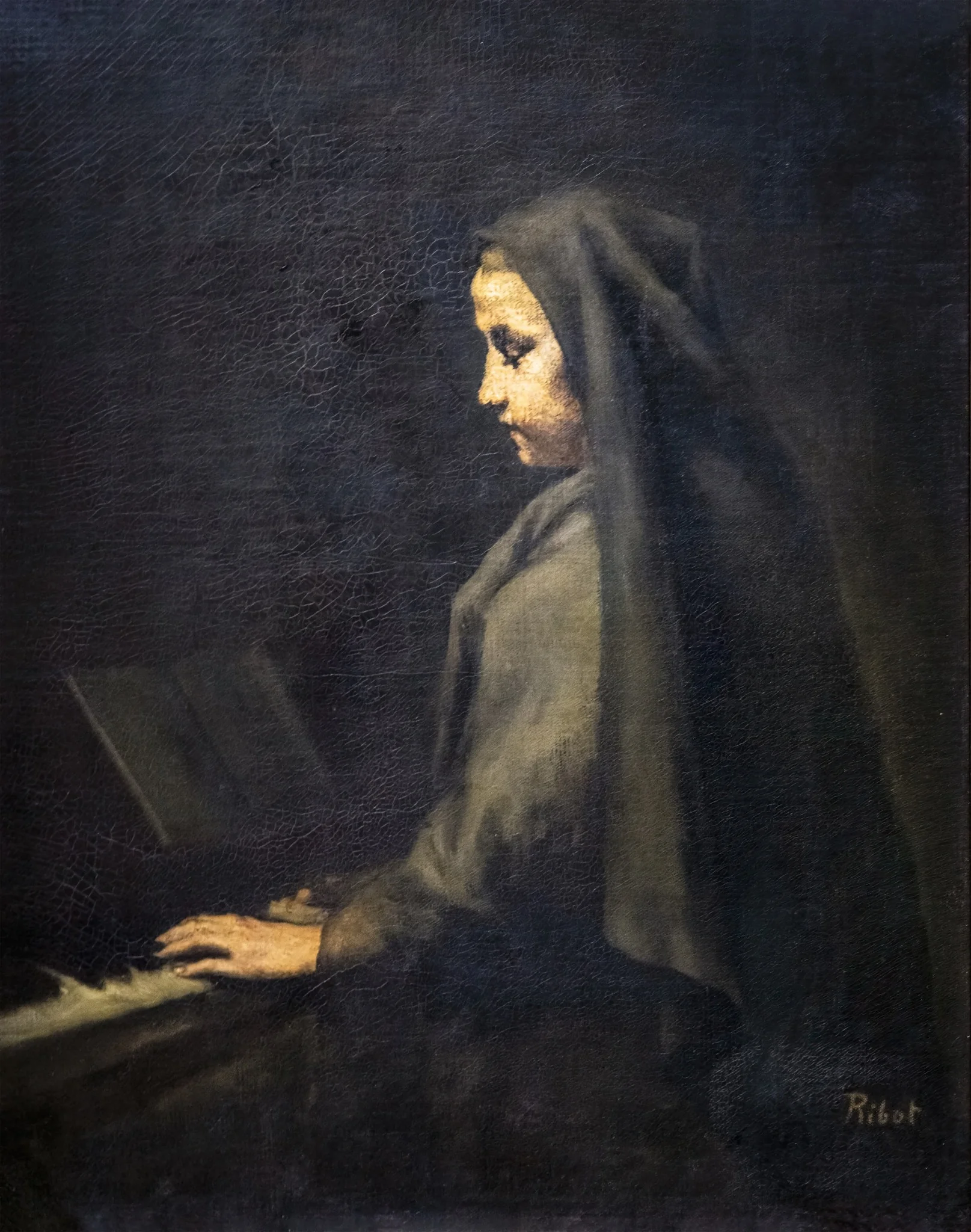Woman at the piano, detail