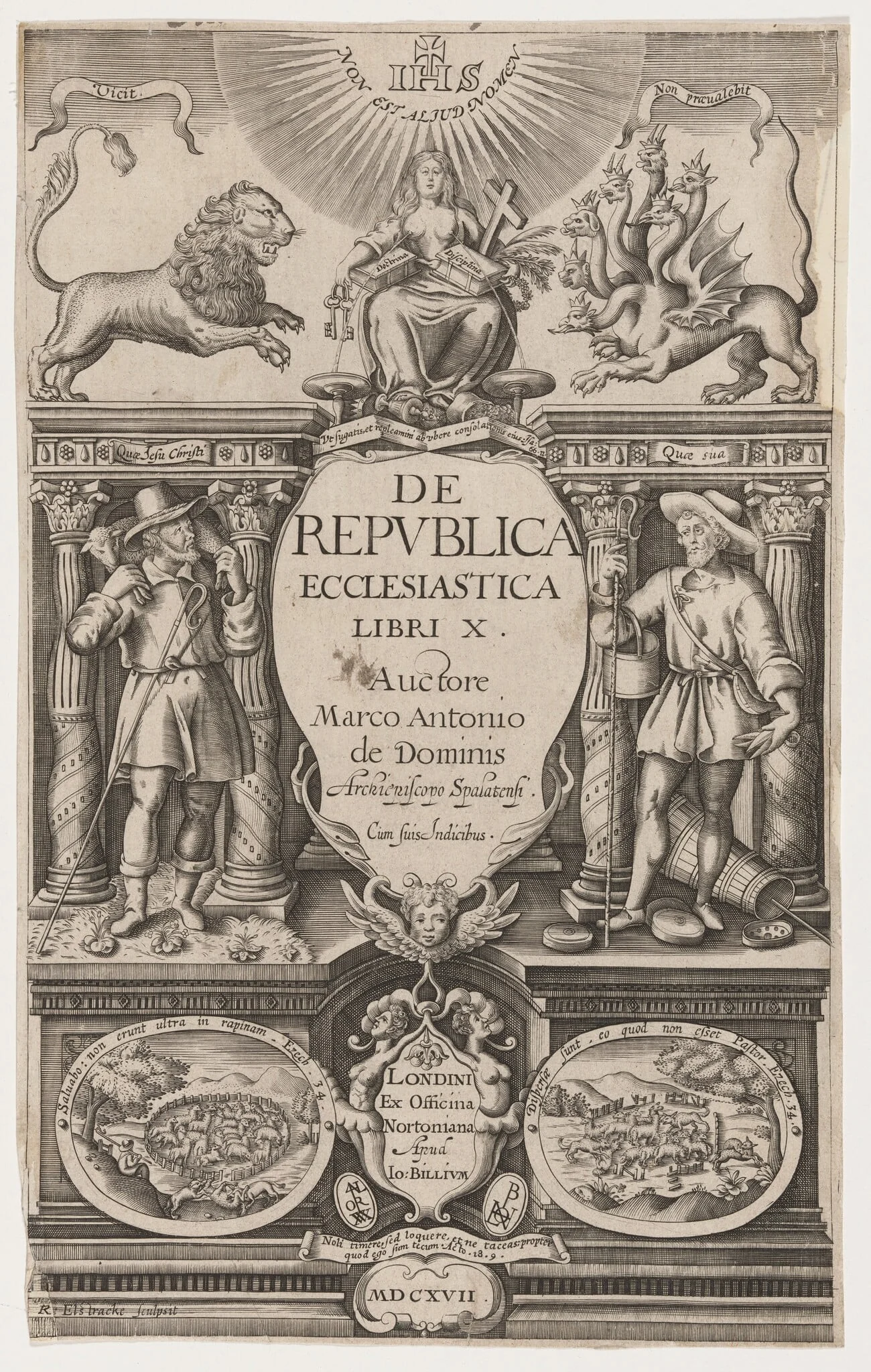 Title Page, De Republica Ecclesiatica by MarcAntonio de Dominis, detail