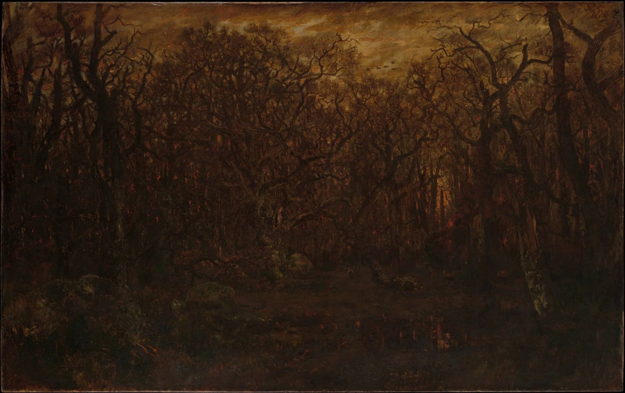 The Forest in Winter at Sunset, detail