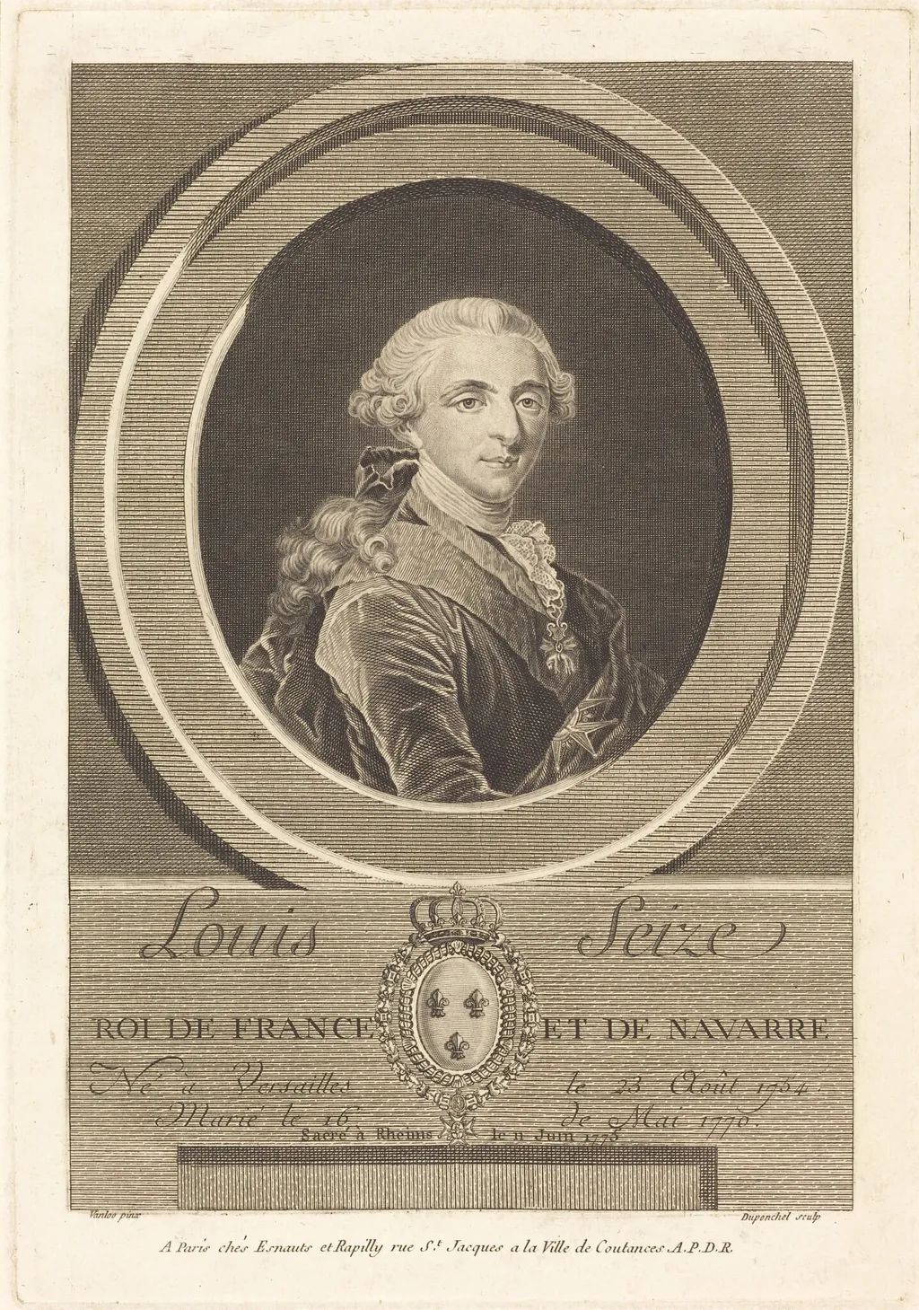 Louis XVI, King of France, by Charles-Eugene Duponchel, ink, 1764