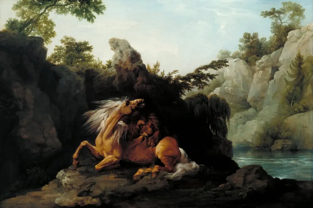 Horse Devoured by a Lion, by George Stubbs, oil, 1763