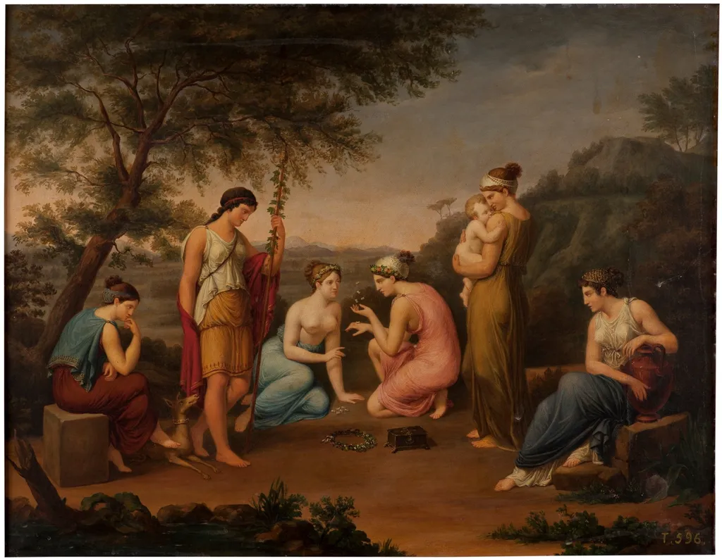 Las griegas de los dados, by Agapito López de San Román, oil, 1830