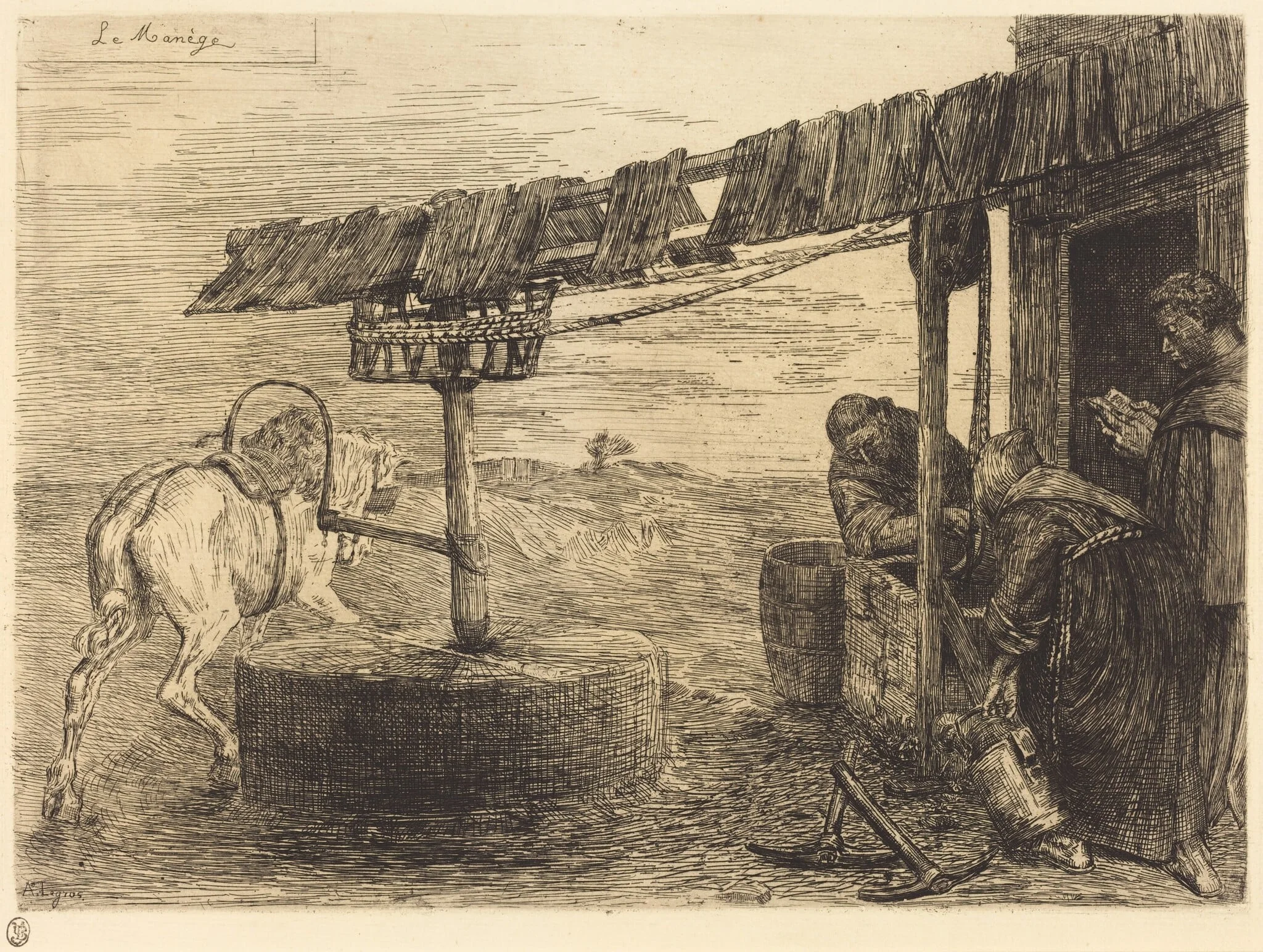 Horse-driven Mill (Le manege), detail