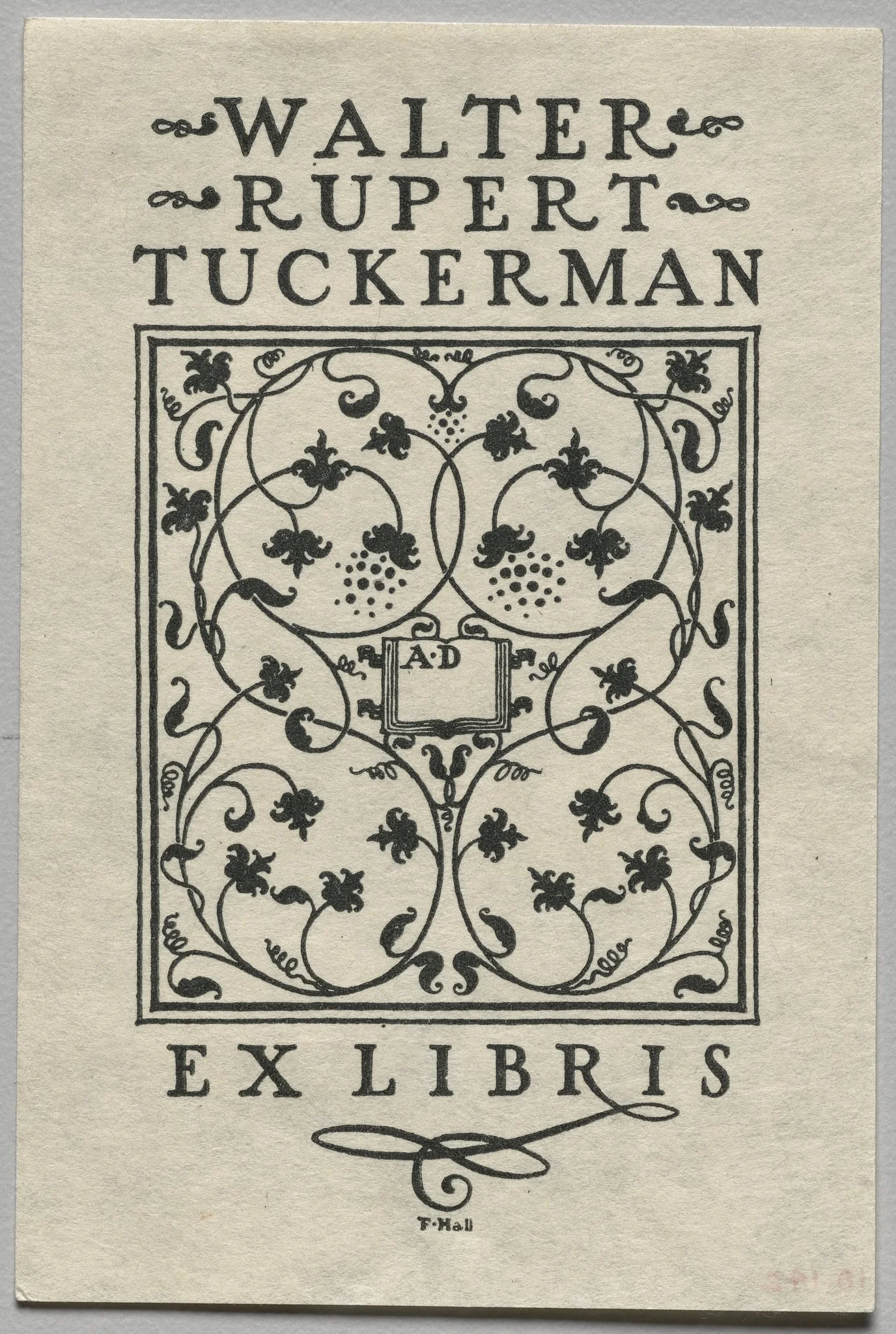 Bookplate: Walter Rupert Tuckerman, Ex Libris inscribed, detail