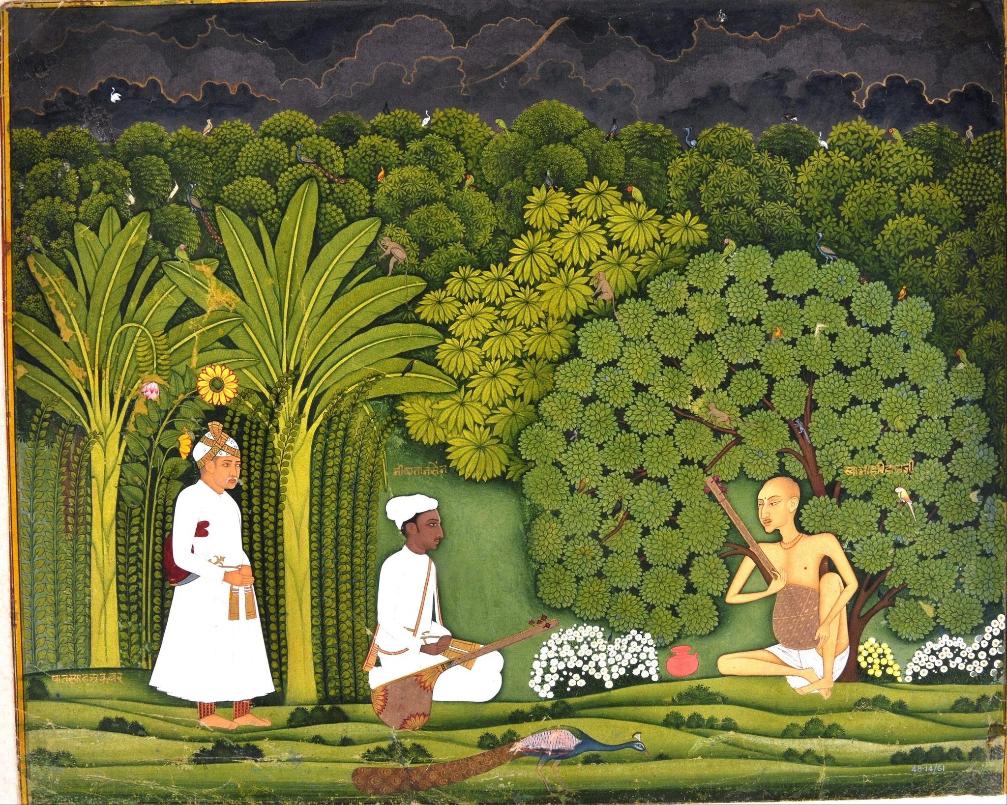 Swami Haridasa with Tansen and Akbar at Vrindavana, detail