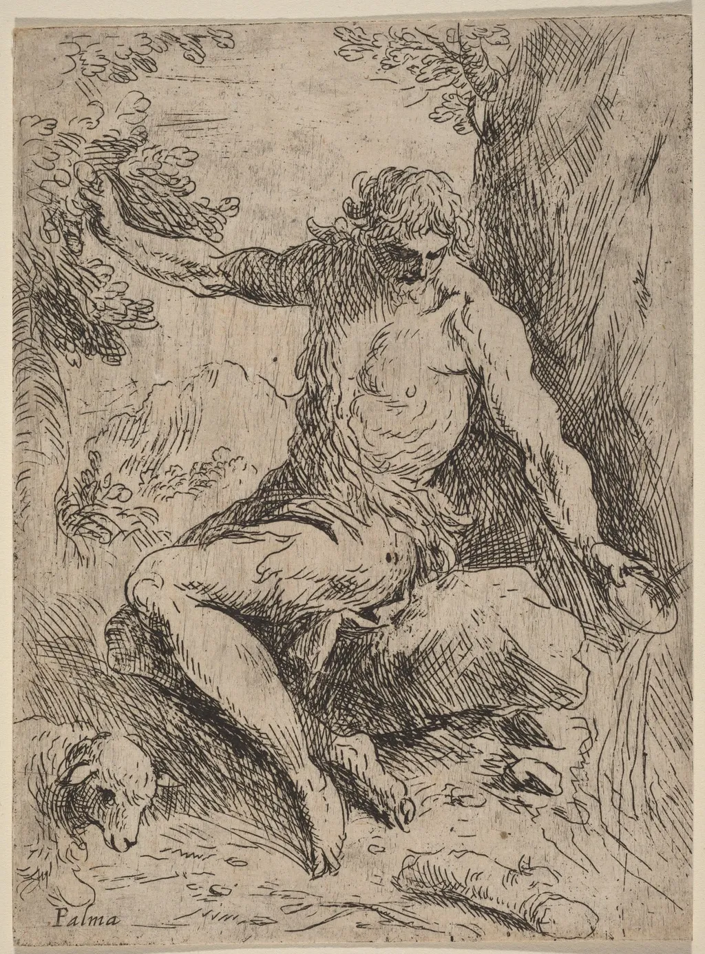 Saint John the Baptist, by Jacopo Palma il Giovane, ink, 1588
