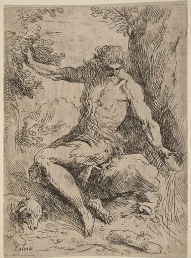 Saint John the Baptist, by Jacopo Palma il Giovane, ink, 1588